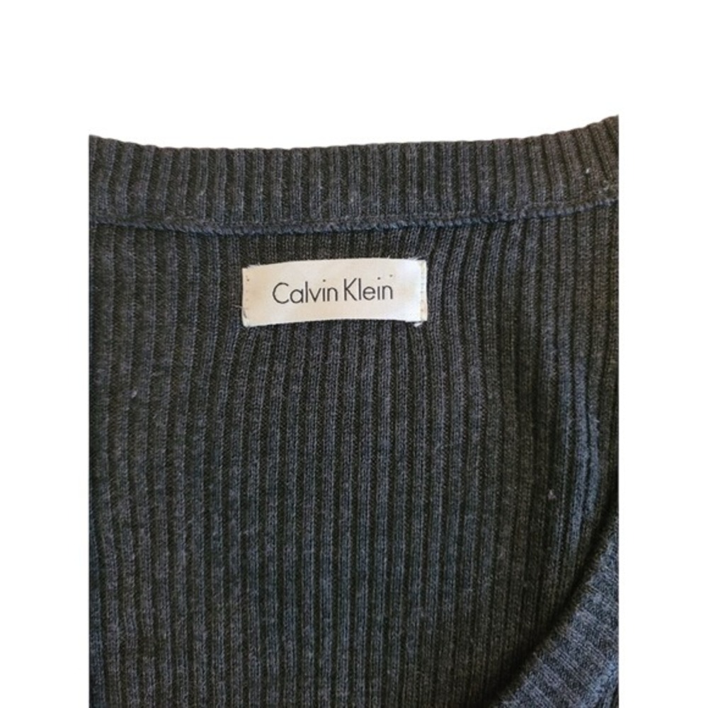 Calvin Klein Sweater Dress Tiered Ruffled Long Sleeve Charcoal Gray Size XS - Picture 2 of 5